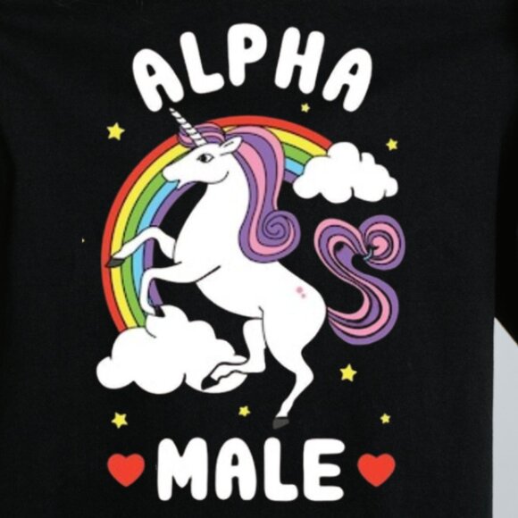 Alpha Male T-Shirt Tee Top Funny Meme Unicorn Gift Unisex Joke Shirt - Picture 3 of 3